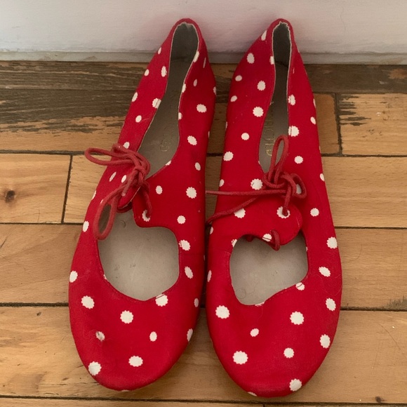 ModCloth Red & White Polka Dot Flats - Picture 4 of 7